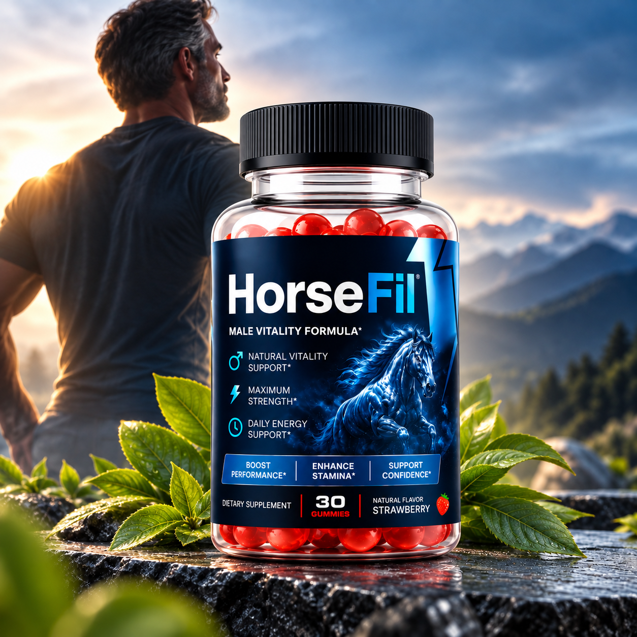 HorseFil male vitality gummies bottle